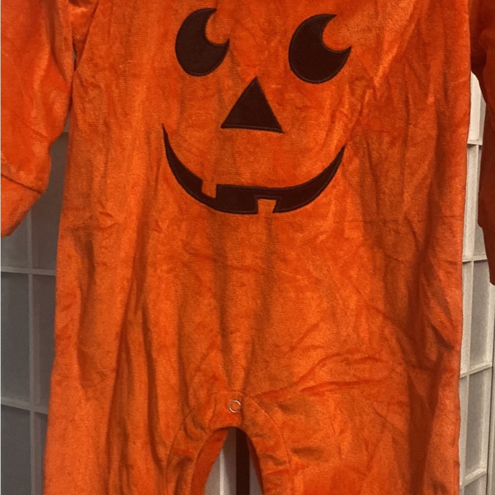 Toddler Orange Pumpkin Jack-O'-Lantern Bodysuit